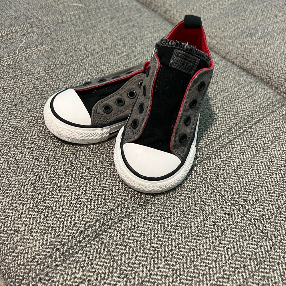 Kids Black and Red Slip-On Sneakers